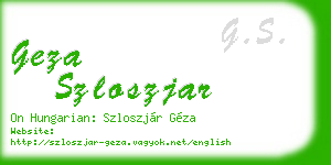 geza szloszjar business card